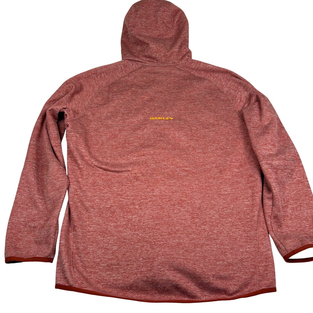 Oakley Mens Large Full Zip Hoodie Jacket Red Heathered Fleece Lined Pockets - Picture 3 of 8